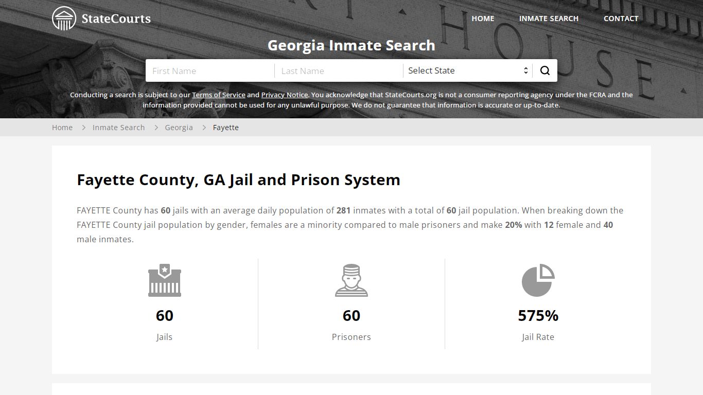 Fayette County, GA Inmate Search - StateCourts