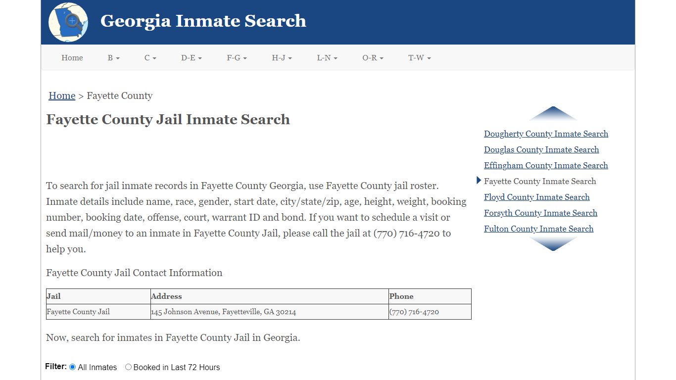 Fayette County GA Jail Inmate Search