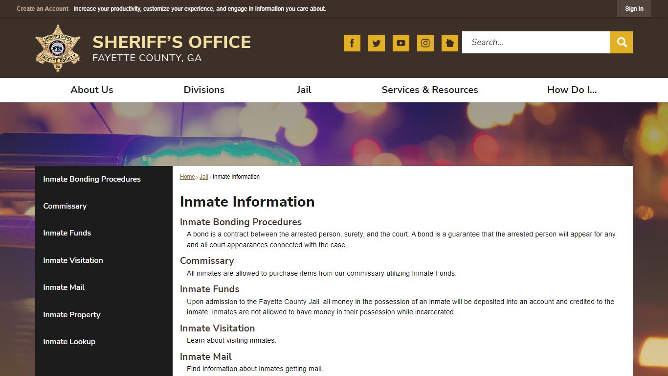 Inmate Information | Fayette County Sheriff, GA